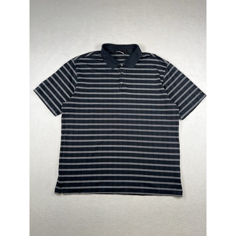 Nike Tiger Woods Polo Shirt Large Mens Black Short‎ Sleeve Stretch Dri-Fit Golf